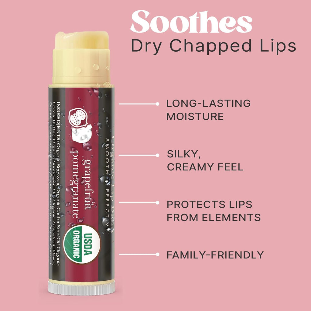 USDA Organic Lip Balm - USA Made with Natural Ingredients, Stocking Stuffers for Women & Men, 4 Pack Multi Flavor Lips Moisturizer, Beauty & Small Birthday Gifts, Chapstick Care for Dry Lips
