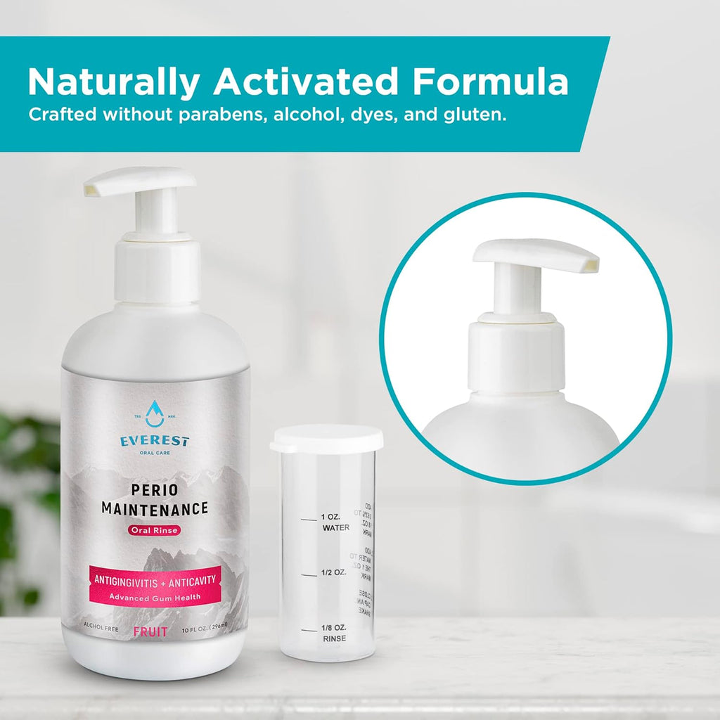 Perio Maintenance Alcohol Free Mouthwash – Concentrated Mouthwash for Bad Breath, Plaque, Sensitive Teeth, and Gingivitis or Gum Disease - Stannous Fluoride Rinse by Everest Oral Care 10 Fl oz