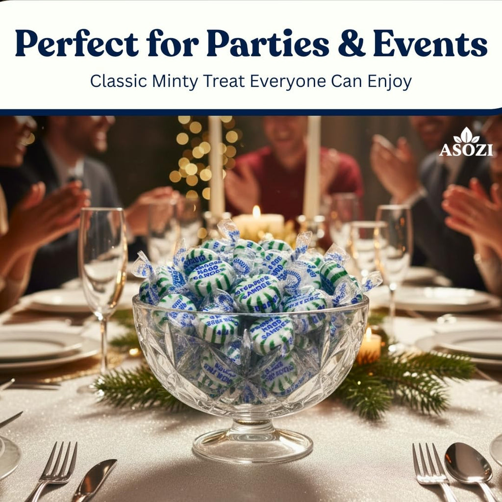 Sugar Free Spearmint Starlights - 1lb Bulk, Sugarless Mints Candy, Guilt-free Hard Candy - Ideal for Diabetics, Low-Sugar Diets, Freshen Breath, Guilt-Free Treats by ASOZI