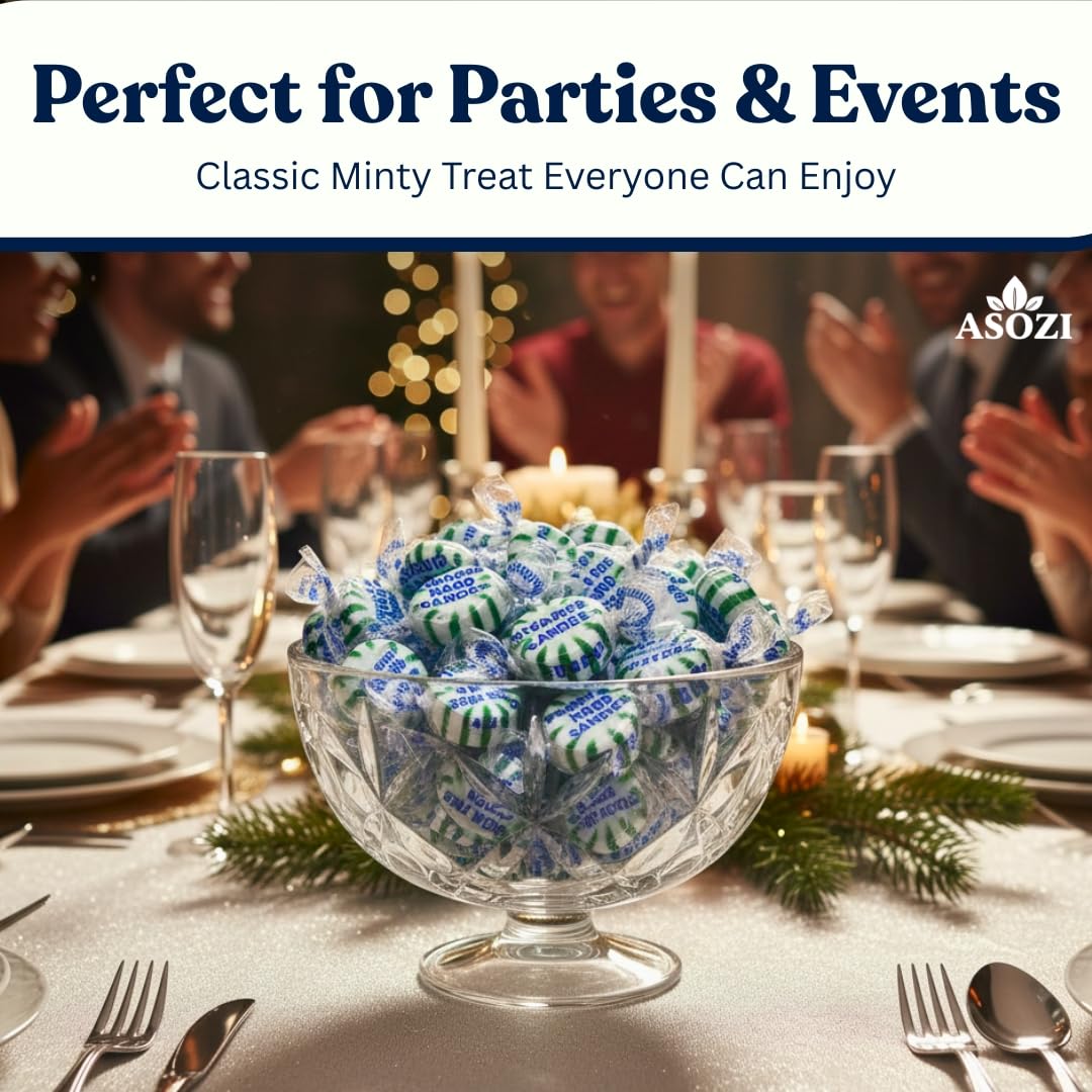 Sugar Free Spearmint Starlights - 1lb Bulk, Sugarless Mints Candy, Guilt-free Hard Candy - Ideal for Diabetics, Low-Sugar Diets, Freshen Breath, Guilt-Free Treats by ASOZI