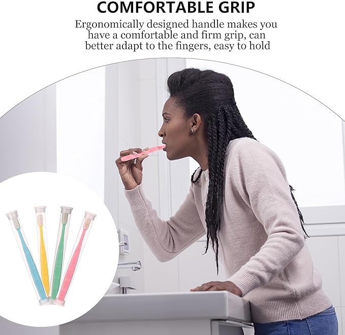 4pcs Extra Soft Micro-Nano Toothbrushes for Sensitive Teeth and Gums Manual Oral Care Bristles for Adults Elderly Pregnant Women and Braces Portable for Deep Cleaning and Tongue