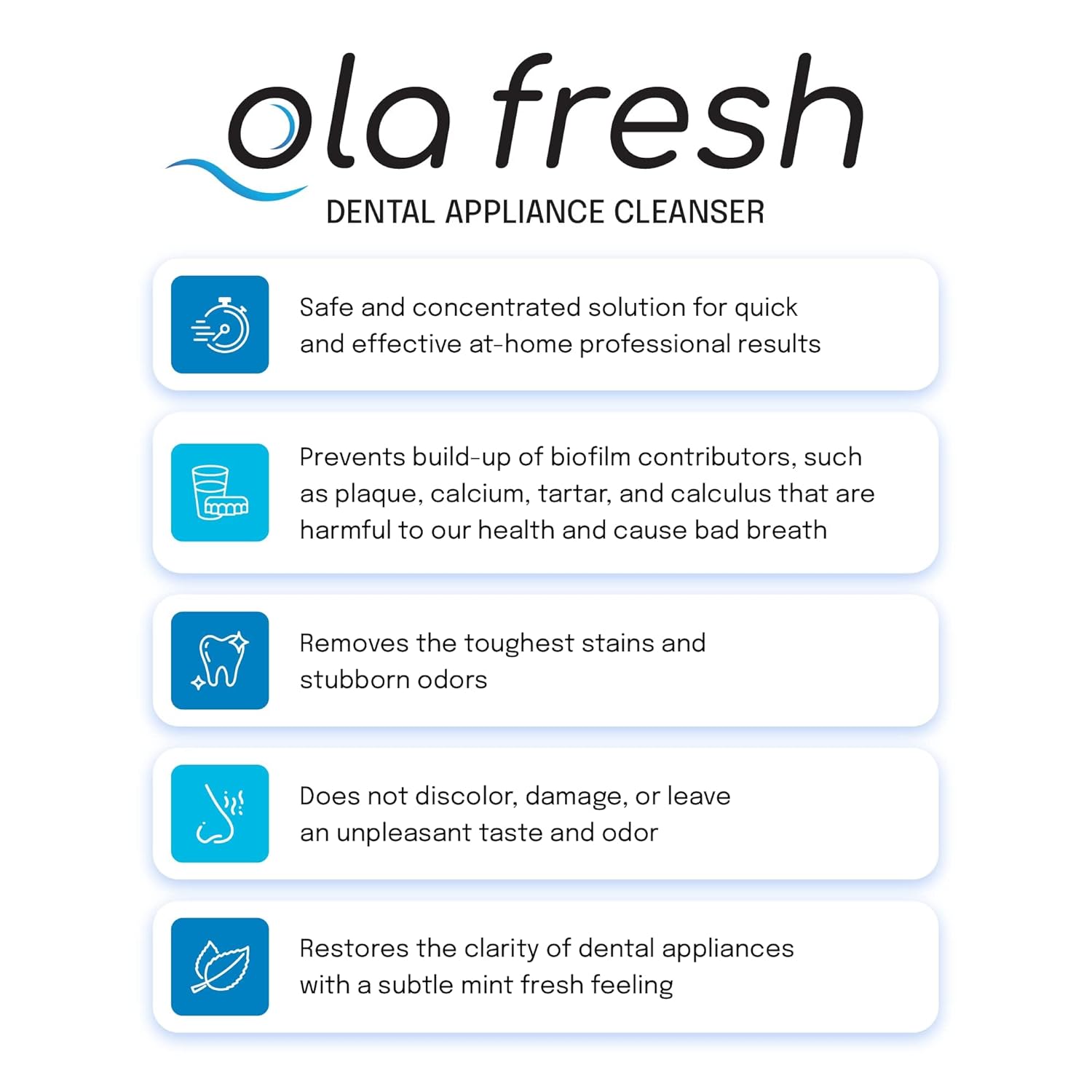 Ola Fresh Dental Appliance Cleanser, Professional Denture and Retainer Powder Cleanser (Mint Essence Flavor, 24 Packets, 3 Month Supply)