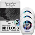 Brushmo Black Floss (BBFloss) - Expanding Floss, Gum-Friendly Soothing Mint Dental Floss, Natural Vegan Wax to Remove Plaque from Teeth, Dentist Designed PTFE & PFAS Free Oral Care, 3 Spools, 163 yd
