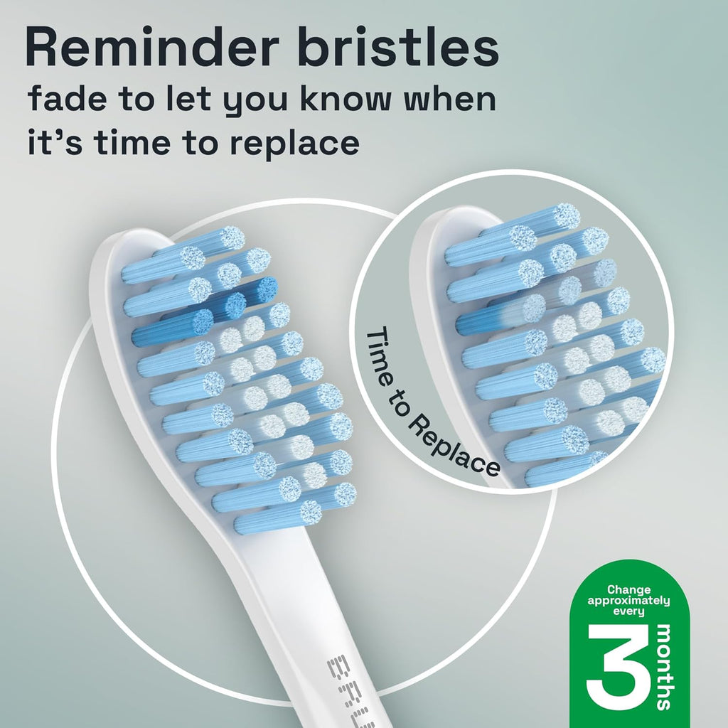 Brushmo e-Series Sensitive Replacement Toothbrush Heads, Compatible with Philips Sonicare Screw-on Electric Toothbrush Handles, 6 Standard Replacement Heads, Ultra Soft Dupont Bristles, BM756, White