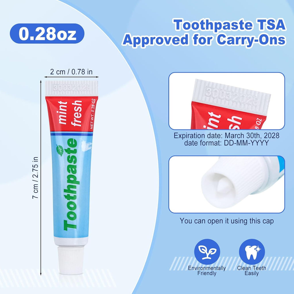 0.28oz Small Toothpaste Travel Size Bulk,Mini Toothpaste Travel,Mint Scent TSA Compliant for Hotel Camping Gym Office School Homeless 240