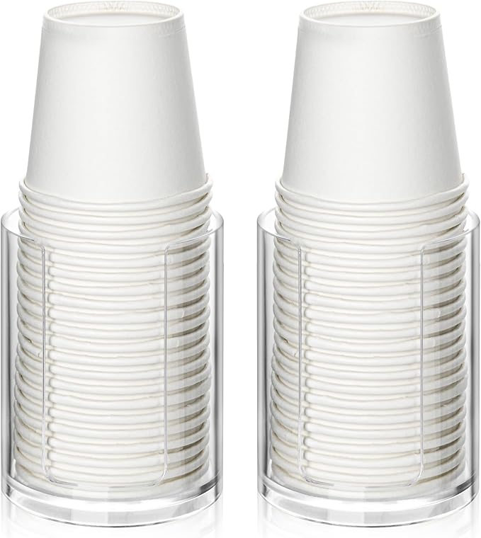 2 Pack Mouthwash Cups Holder,Bathroom Cup Dispenser,Small Disposable Paper Cup Tray for Bathroom Sink Counter