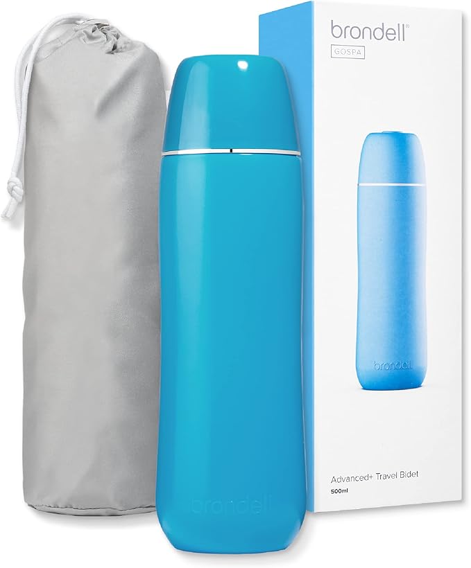 Brondell GoSpa Advanced Portable Bidet for Travel–Pop-Up Nozzle System –High-Quality Compact Bidet with Discreet Travel Bag for Convenient Storage–500mL, Blue