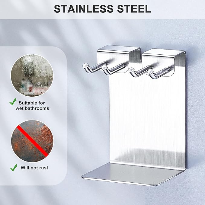 Electric Toothbrush Head Holder, Electric Tooth Brush Stand, Toothbrushes Holder, Electric Toothbrush Holder Wall Mounted or Desktop, Shower Tooth Brush Head Holder Storage (Silver)