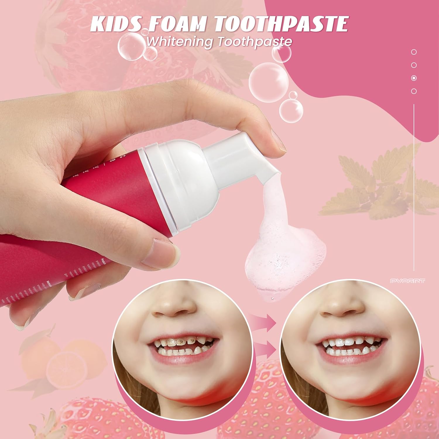 Kids Foam Fluoride Free Toothpaste with Watermelon Strawberry Blueberry Mint Flavor, Toddler Natural Teeth Deep Cleaning Toothpaste for U Shaped Toothbrush