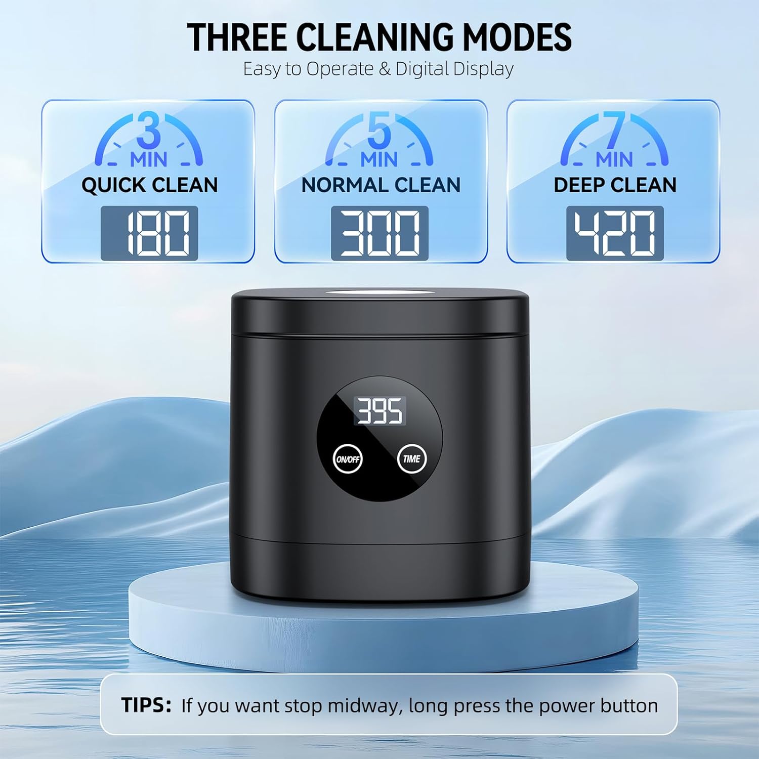 TEBAL Ultrasonic Retainer Cleaner Machine, 52kHz Ultrasonic Denture Cleaner for Night Guards, Braces, Toothbrush Heads, Jewelry and More, Ultrasonic Cleaner for Retainers with 250ML Capacity, Black