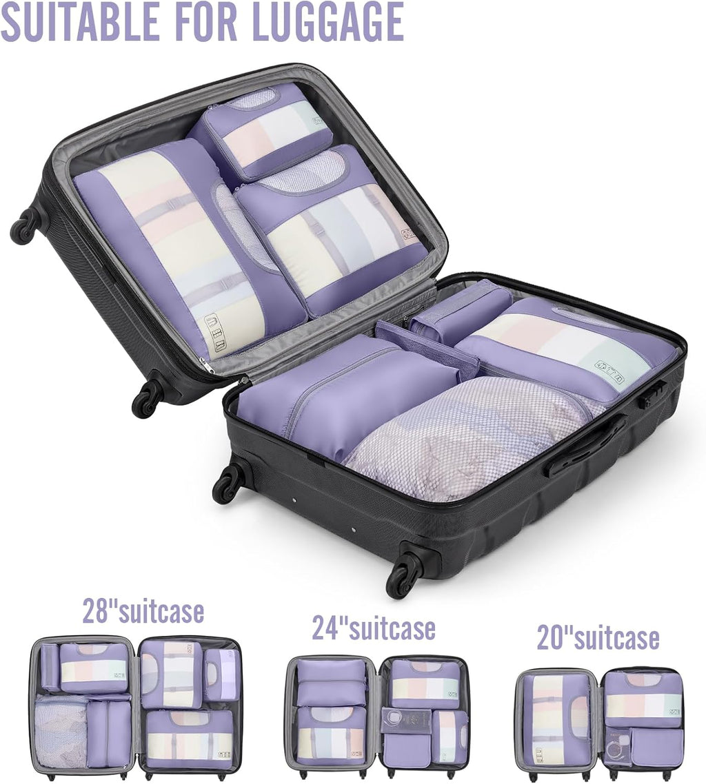 Veken 10 Set Packing Cubes for Travel Essential, Suitcase Organizer Bags in 4 Sizes, Carry-On Luggage Accessories with Large Laundry & Hanging Toiletry Bag, Must-Have for Airplane, Road Trip & Camping