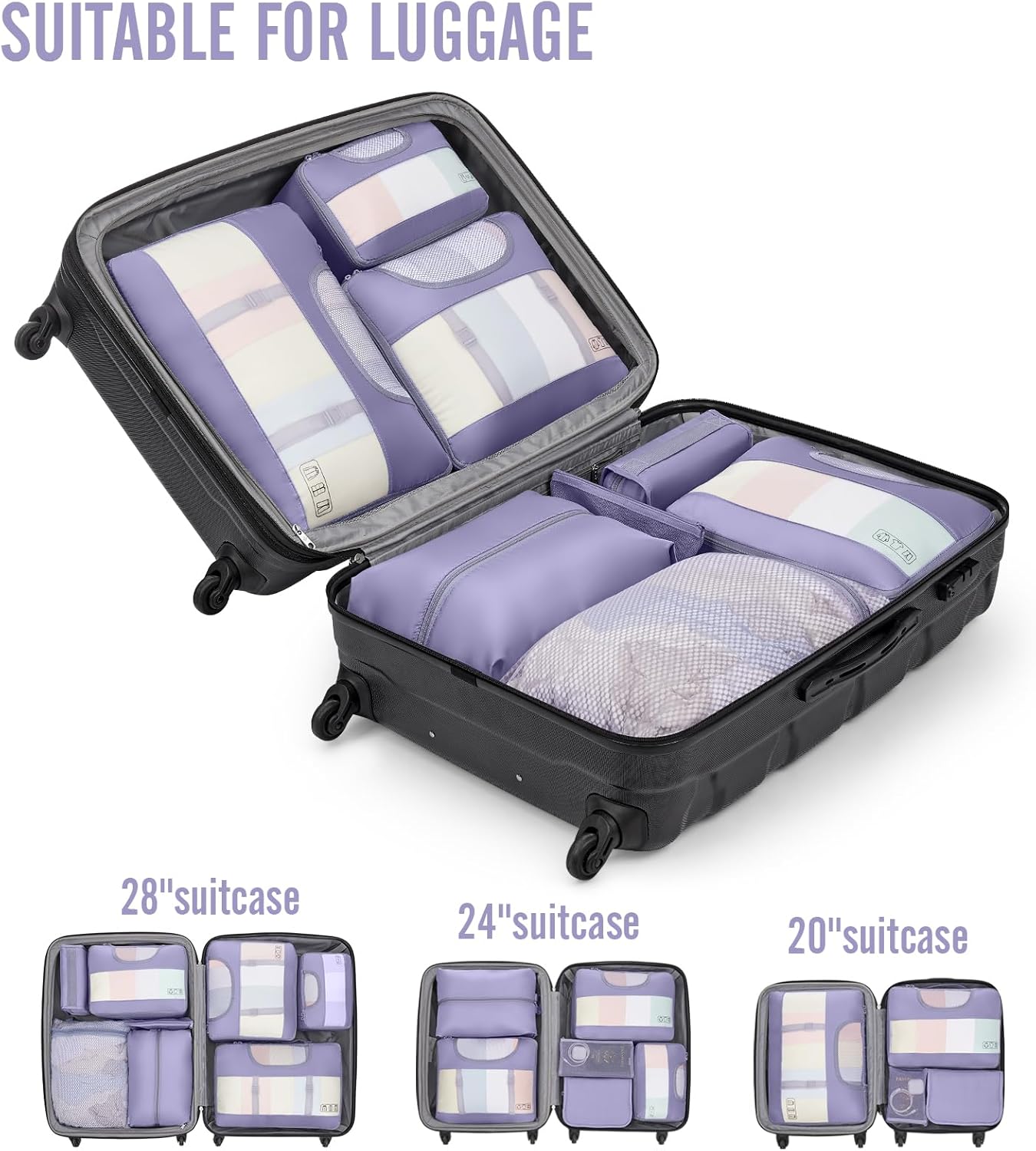 Veken 10 Set Packing Cubes for Travel Essential, Suitcase Organizer Bags in 4 Sizes, Carry-On Luggage Accessories with Large Laundry & Hanging Toiletry Bag, Must-Have for Airplane, Road Trip & Camping