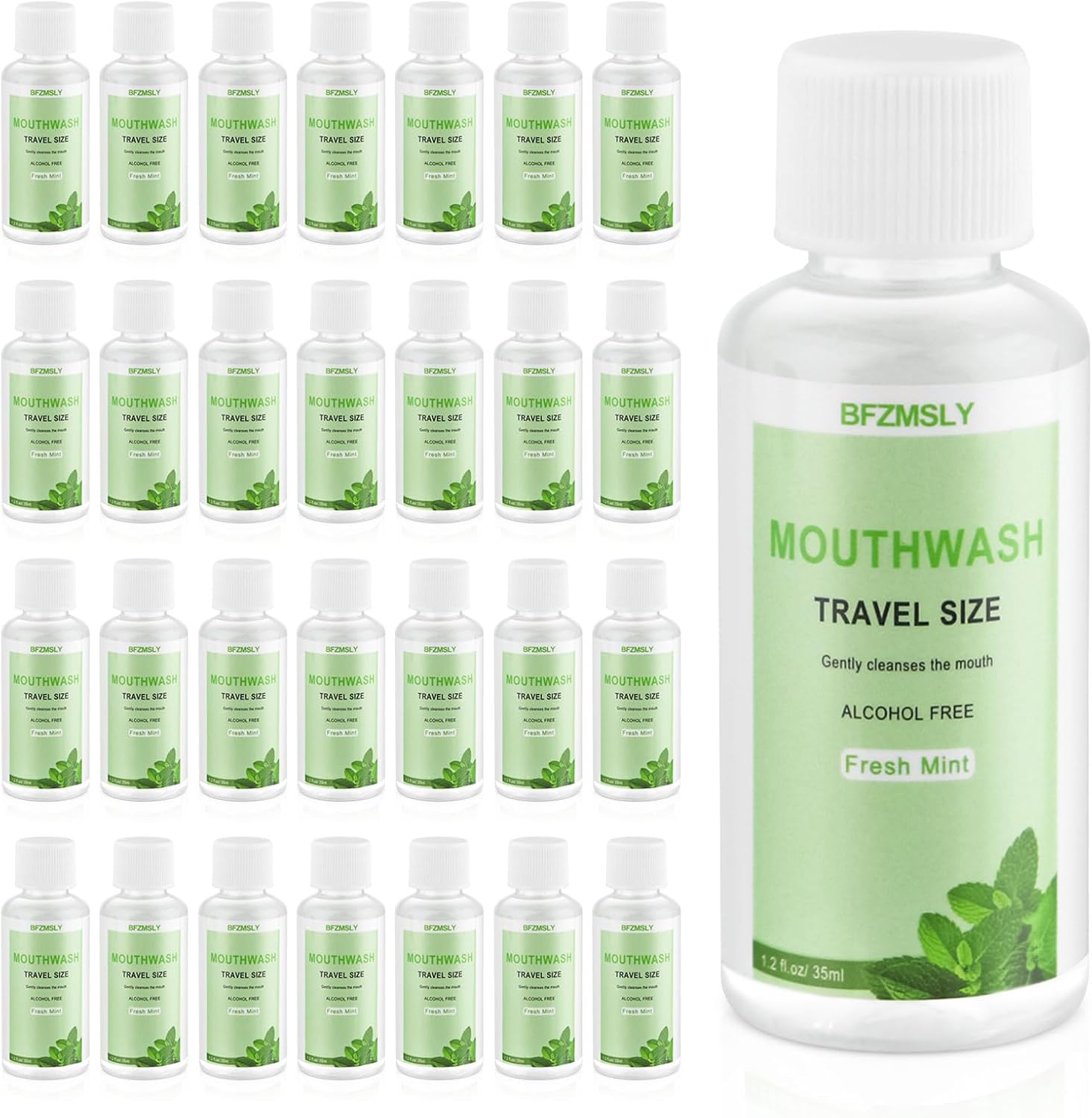 100 Pc Travel Size Mouthwash, 1.2oz/35ml Mini Mouthwash, Alcohol-Free, Portable Oral Rinse for Travel, Hotels, On-The-Go (Mint)
