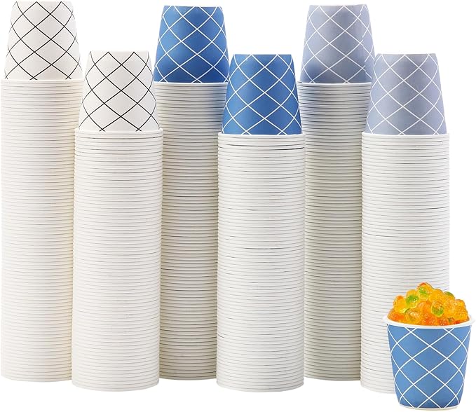 Tamone 600 Pack 3 oz Bathroom Cups, Small Paper Cups, Mouthwash Cups, Disposable Paper Cups, white, blue cups, gray cups, 3oz Paper Cups for Party, Picnic, BBQ, Travel, Home and Event