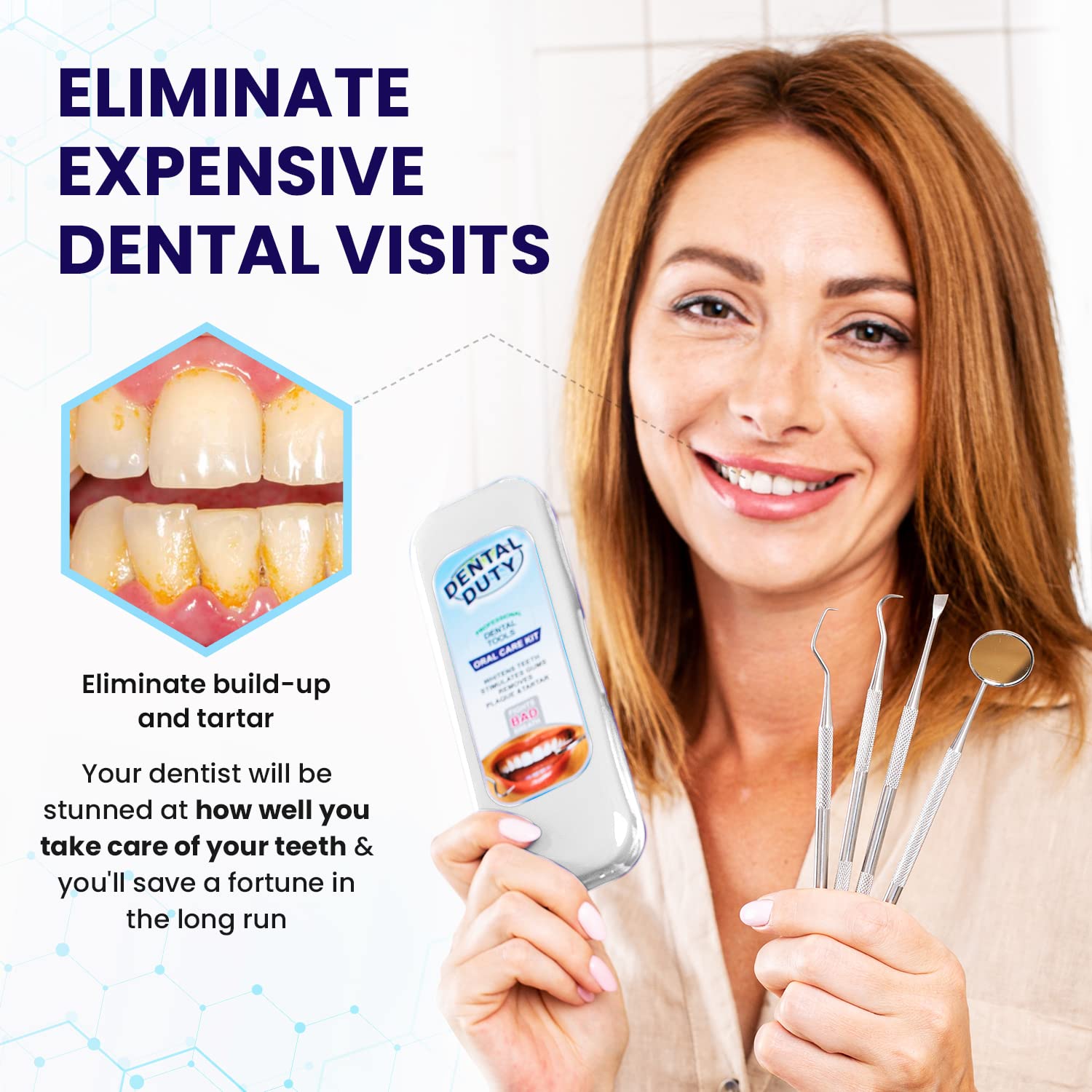 Dental Duty Dental Tools, Dental Pick for Teeth Cleaning Tools – Plaque Remover for Teeth with Teeth Cleaning Kit - Stainless Steel Dental Mirror for Teeth, Scraper and Scaler, (OffWhite)