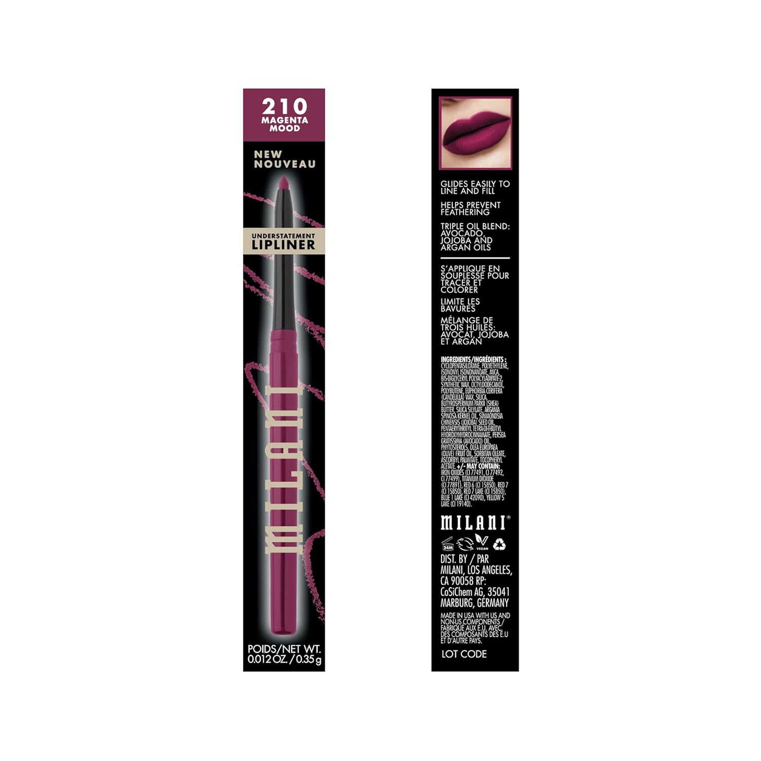 Milani Understatement Lipliner Pencil - Highly Pigmented Retractable Soft Lip Liner Pencil, Easy to Use Lip Makeup