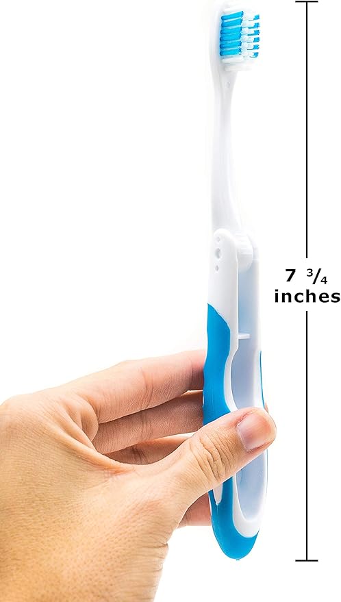 Lingito Travel Toothbrush, On The Go Folding Feature, Medium Bristle Brushes (3 Pack Medium-Multicolor)