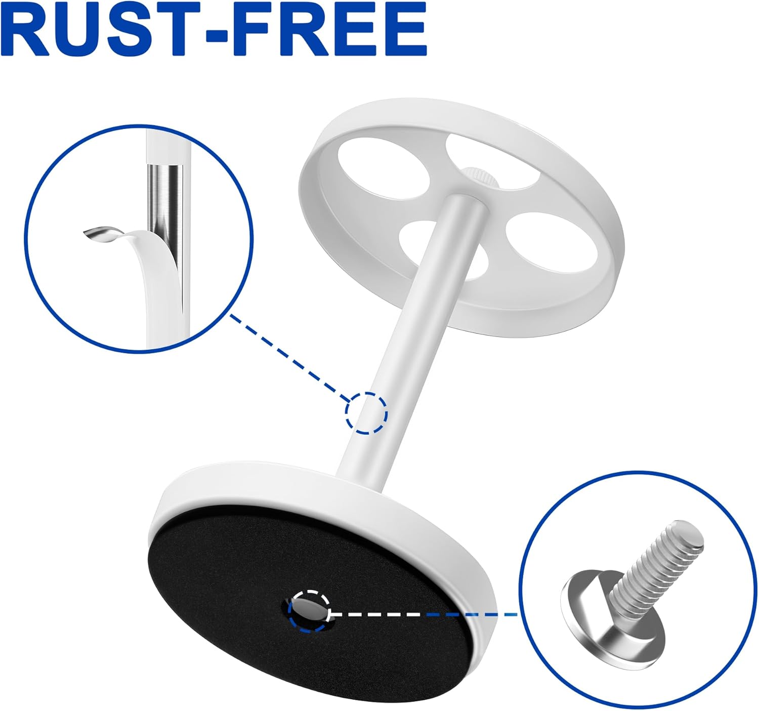 White Stainless Toothbrush Holder Stand: Rustproof Bathroom Countertop Organizer, 4 Ventilated Slots Hold Manual Toothbrushes, Razor