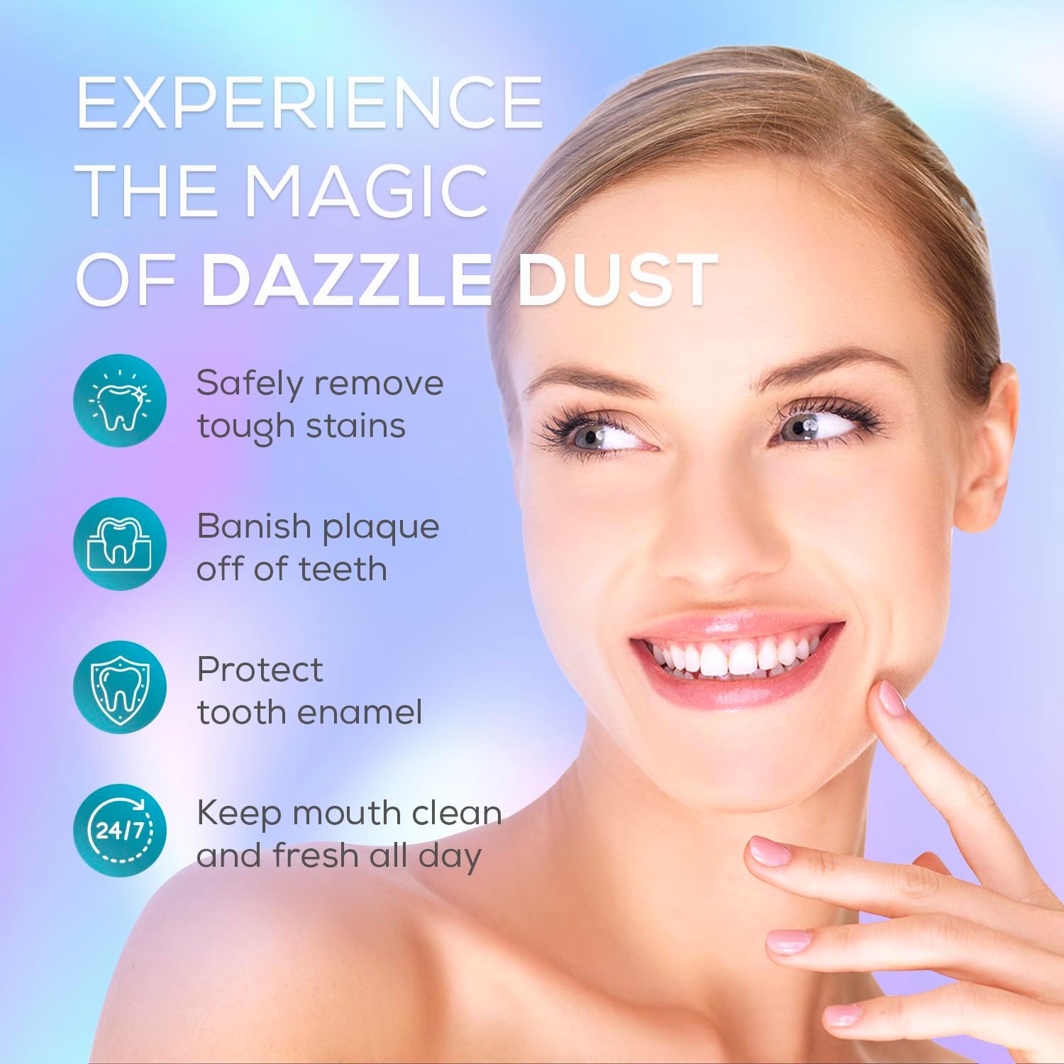 Venus Visage Dazzle Dust Teeth Whitening Powder - Enamel-Safe Toothpaste Powder for Stain Removal (40 g/140 oz)