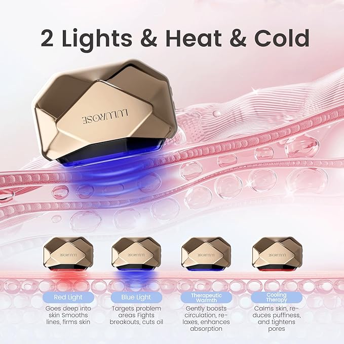 LULUROSE Facial Massager with Cold Heat Light Vibrating for Face,5-in-1 Facial Device with LED Display for Skin Care Wrinkles at Home Traveling 1500mAh