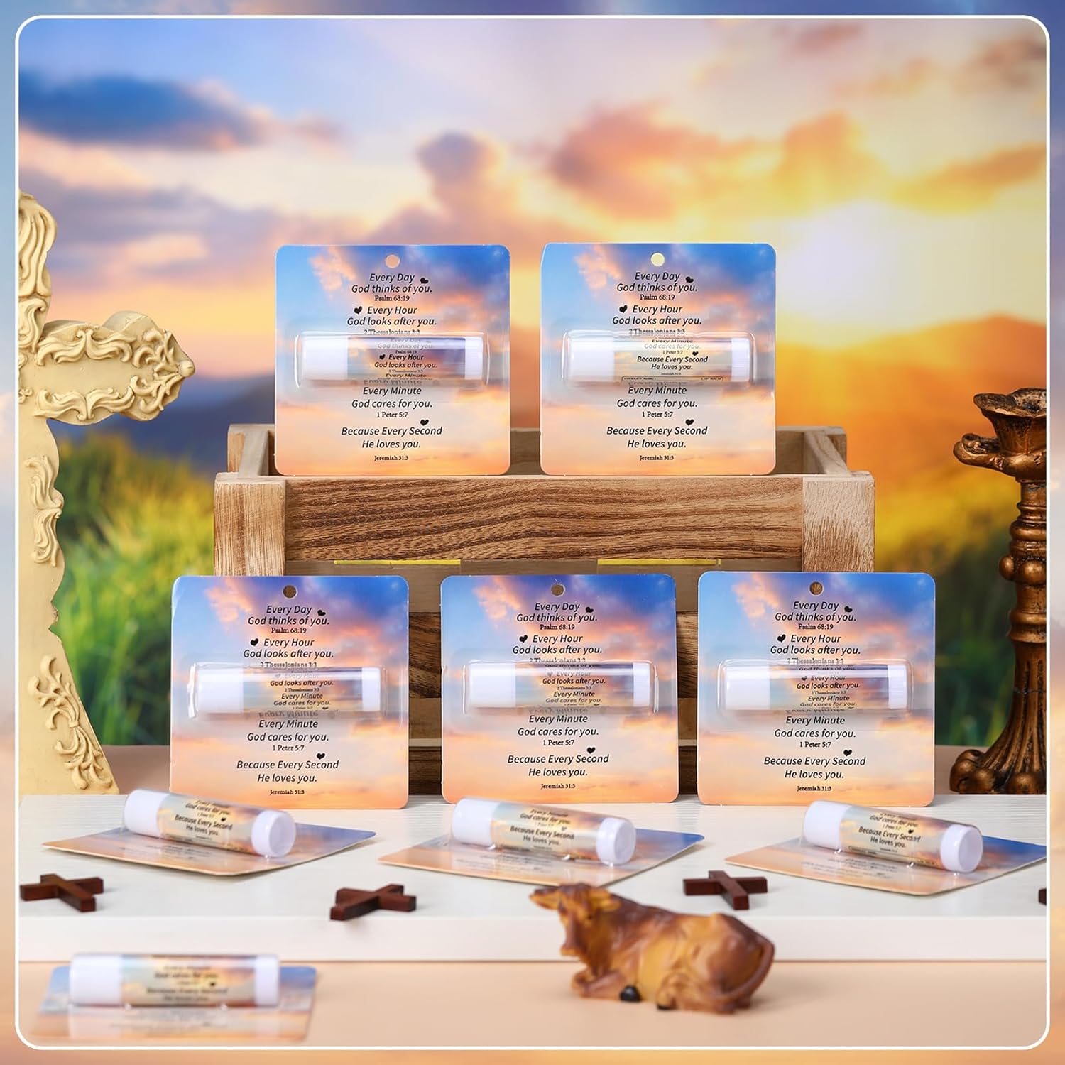 25 Pack Christmas Stylish Gifts Bible Verse Lip Balms 5 Flavor Bulk for Women Men Christian Religious Church Party Favors with Scripture Inspirational Gifts for Coworkers Staff