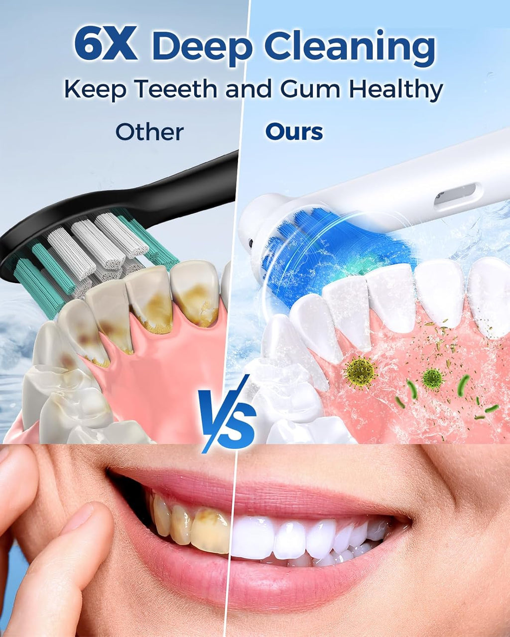 TEETHEORY Rotating Electric Toothbrush for Adults with 8 Brush Heads, Deep Clean Rechargeable Electric Toothbrush with 4 Modes and 2 Min Smart Timer, Last 30 Days and IPX7 Waterproof Blue