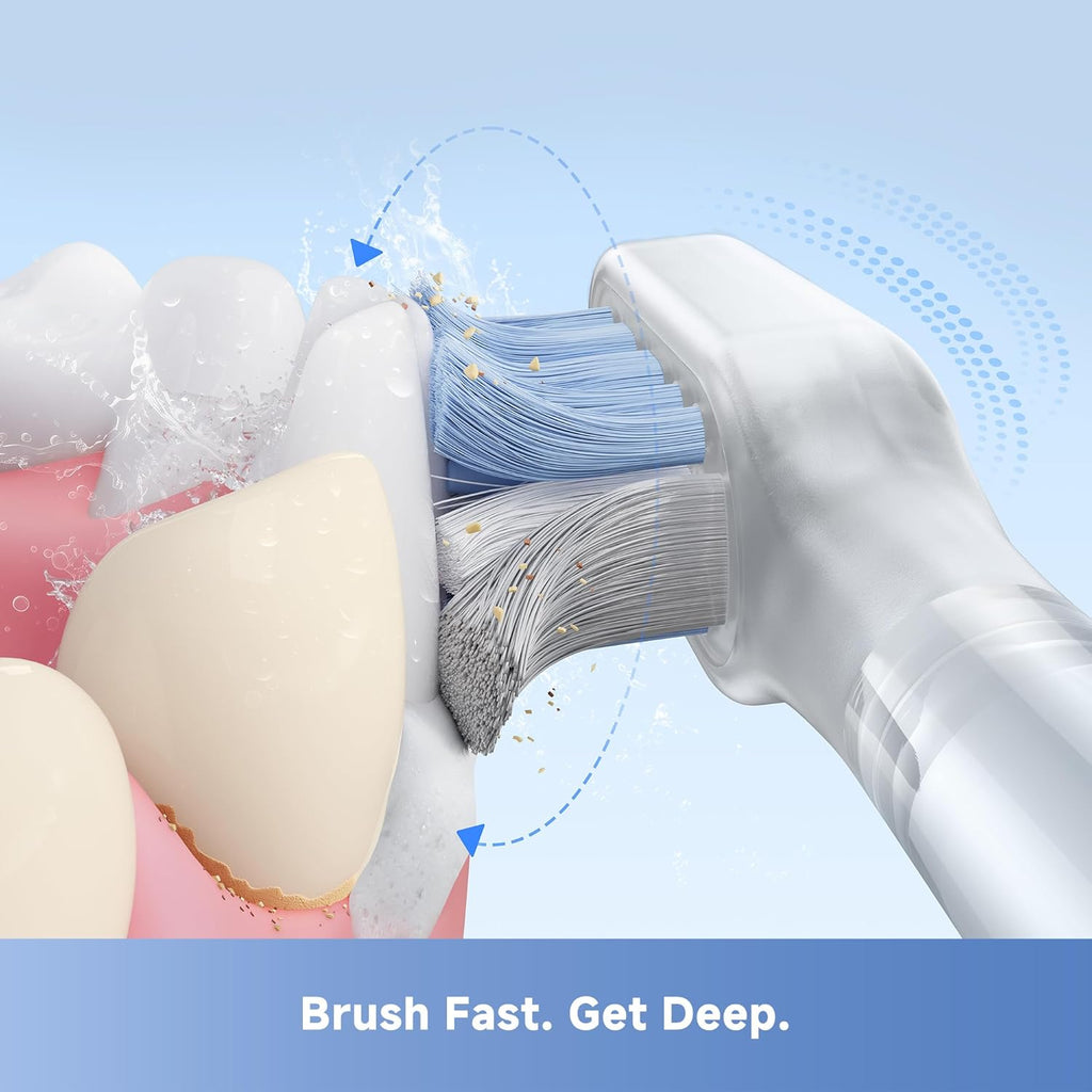 Mova Fresh SweepDrive Electric Toothbrush, Rechargeable Electric Power Toothbrush for Adults, Intuitive Pressure Sensing, 3-in-1 Replacement Brush Head with Holder, 30 Days of Battery Life, Black