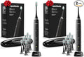 Aquasonic Black Series Ultra Whitening Toothbrush – ADA Accepted Electric Toothbrush- 8 Brush Heads & Travel Case – 40,000 VPM Electric Motor & Wireless Charging - 4 Modes w Smart Timer (Pack of 2)