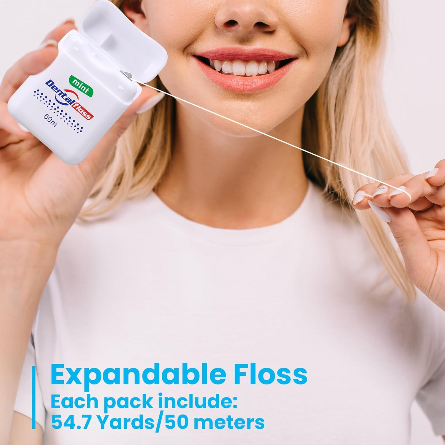 Geiserailie 72 Pack Dental Floss Bulk 50m Each Mint Travel Dental Floss Oral Care for Teeth and Gum Protection(Multicolor)
