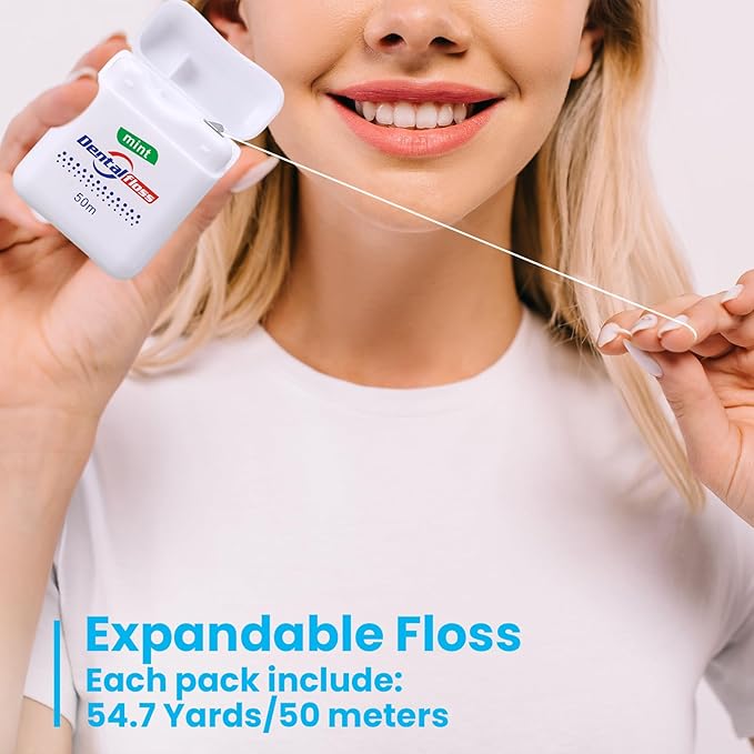 Geiserailie 72 Pack Dental Floss Bulk Mint Flavored 50m Each Travel Dental Floss Waxed Oral Care for Teeth and Gum Protection(White)