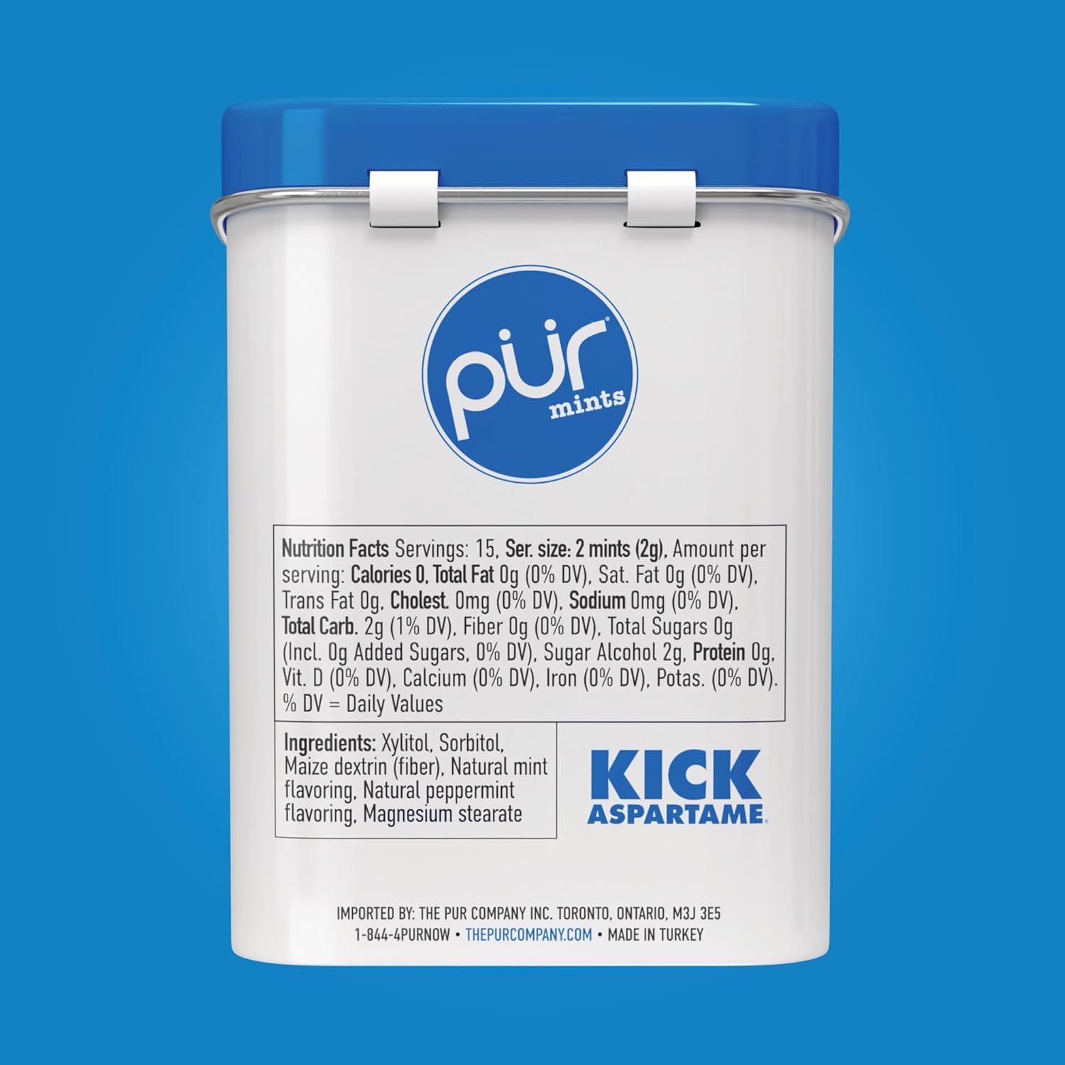 PUR Mints | Aspartame Free Mints | Made with Xylitol | Sugar Free, Vegan, Gluten Free & Keto Friendly | Natural Peppermint Flavored Mints, 30 Pieces (Pack of 2)