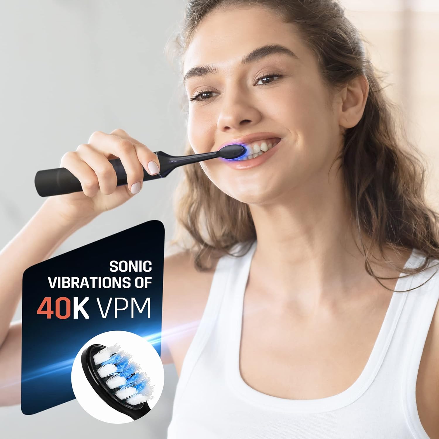 SPARX Electric Toothbrush for Teeth Whitening, Gum Care, & Polishing, Light Therapy Technology for Whiter Teeth & Healthy Gums, Rechargeable, Black