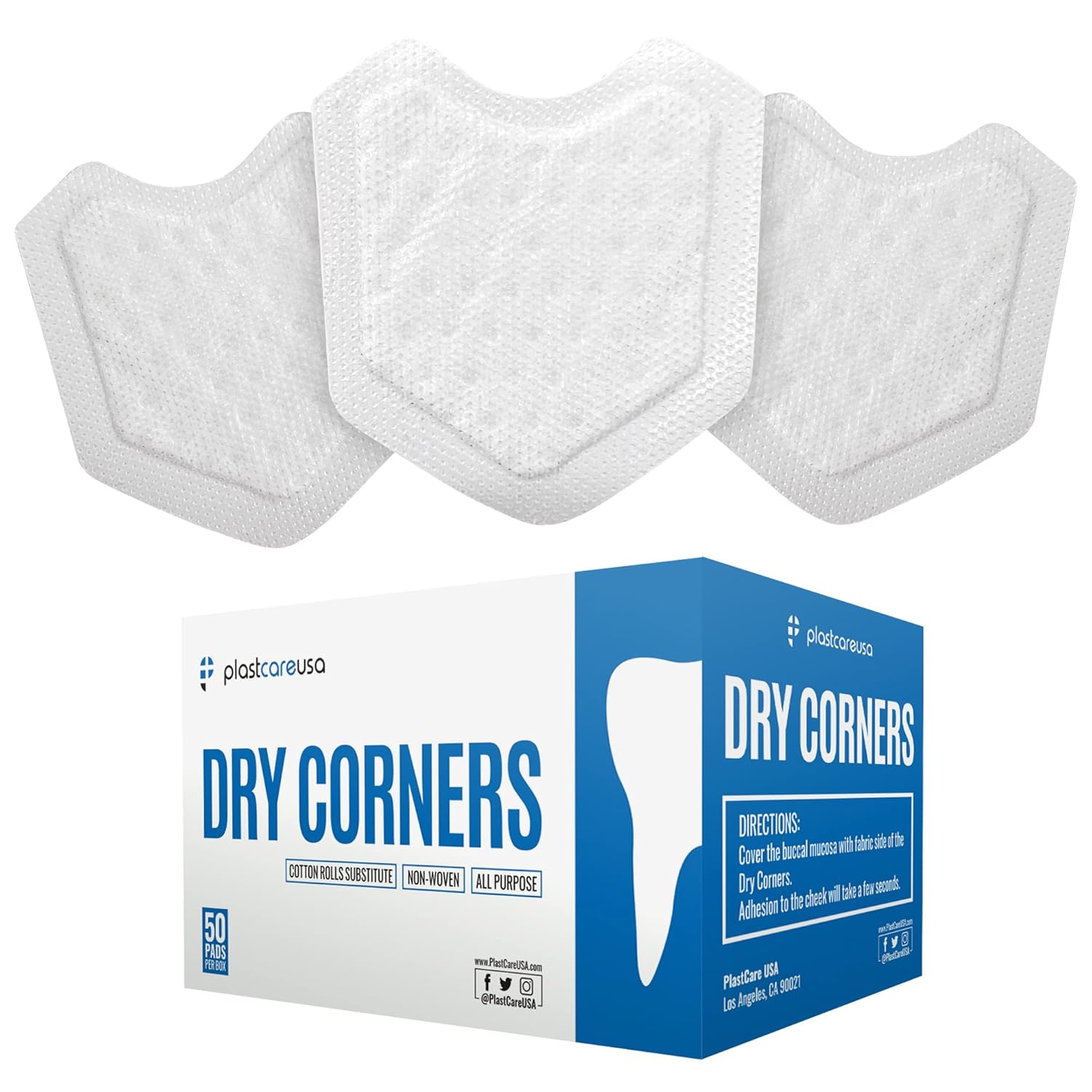200 Dental Dry Corners, Disposable Saliva Control & Cheek Protection Pads Super Absorbent Non-Woven Padding (Cotton Roll Alternative) (Small)