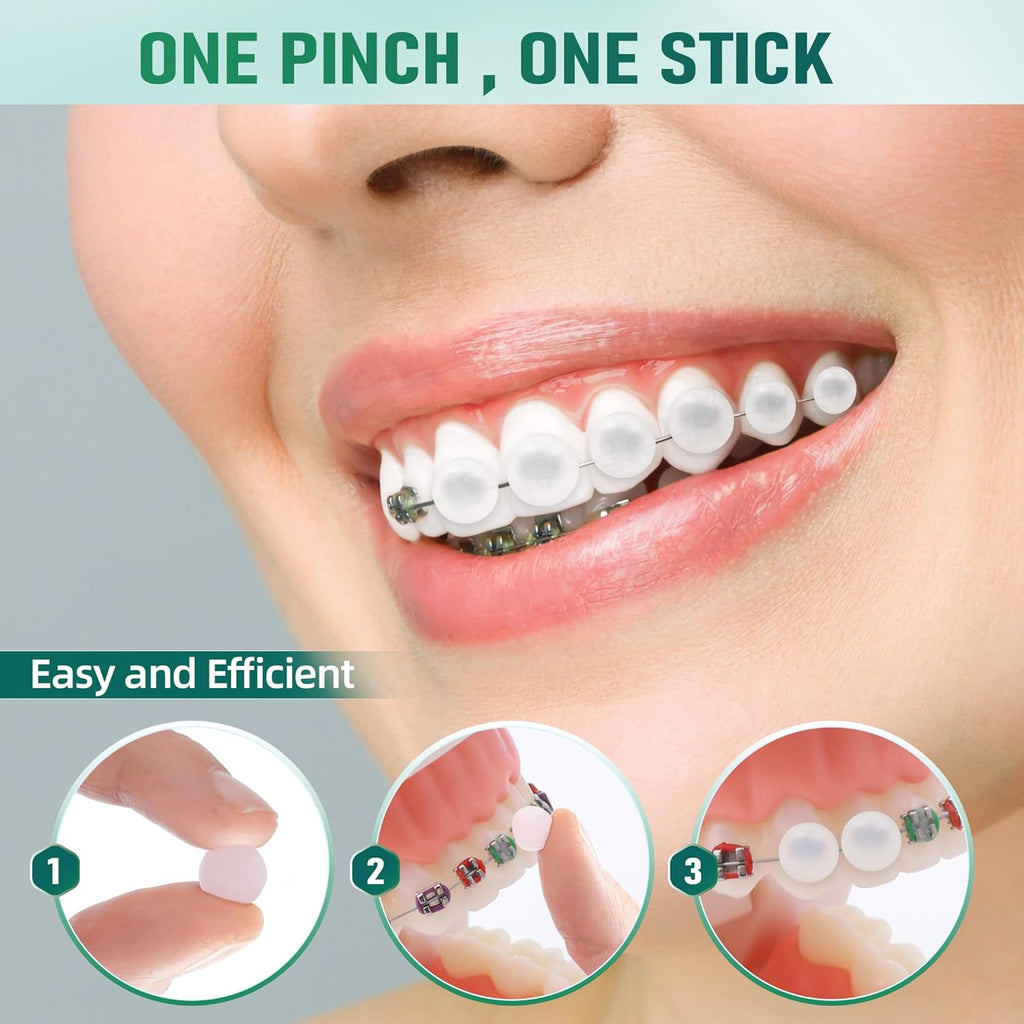 120 Braces Wax, Orthodontic Wax for Dental Wax Dots Easy Molding Long-Lasting Hold, Food-Grade Dental Wax Individually Sealed Packets, Portable and Easy to Tear