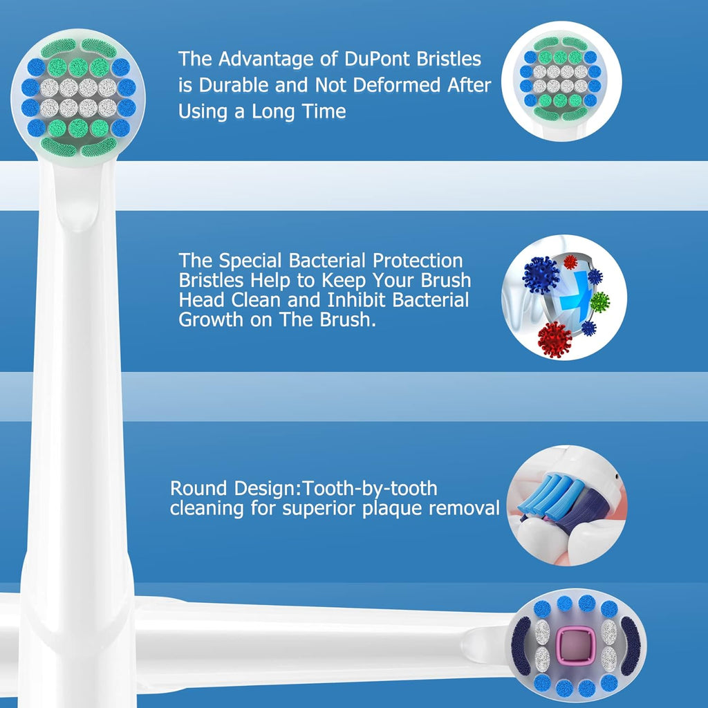 Replacement Heads Compatible with Oral b Braun, 16 Pcs Electric Toothbrush Heads for Oral-b Floss Pro 1000 Smart Genius x White