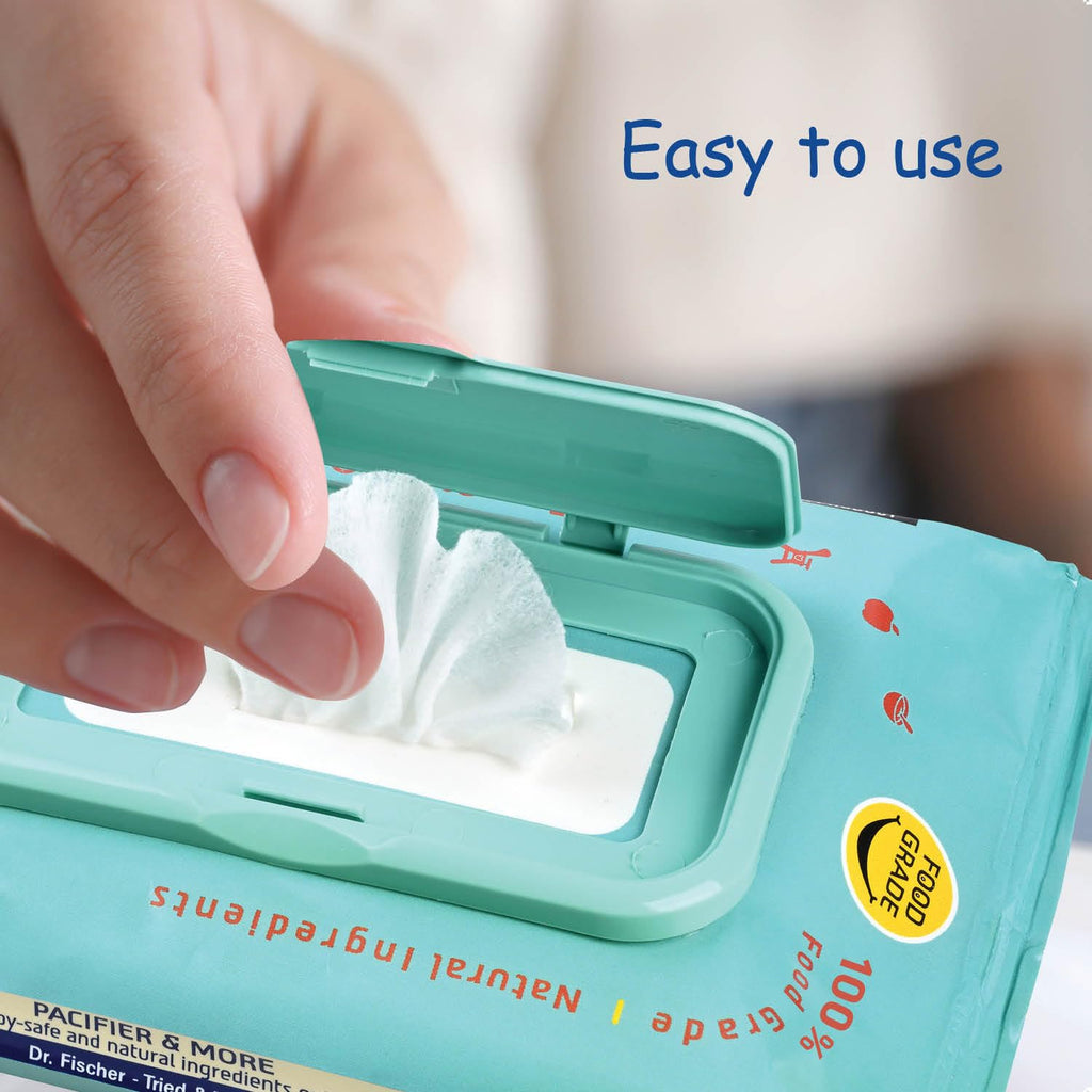 Dr. Fischer Pacifier Wipes, 100% Food Grade, Non-toxic for Bottles, Paci, Toys, Pumps, and More