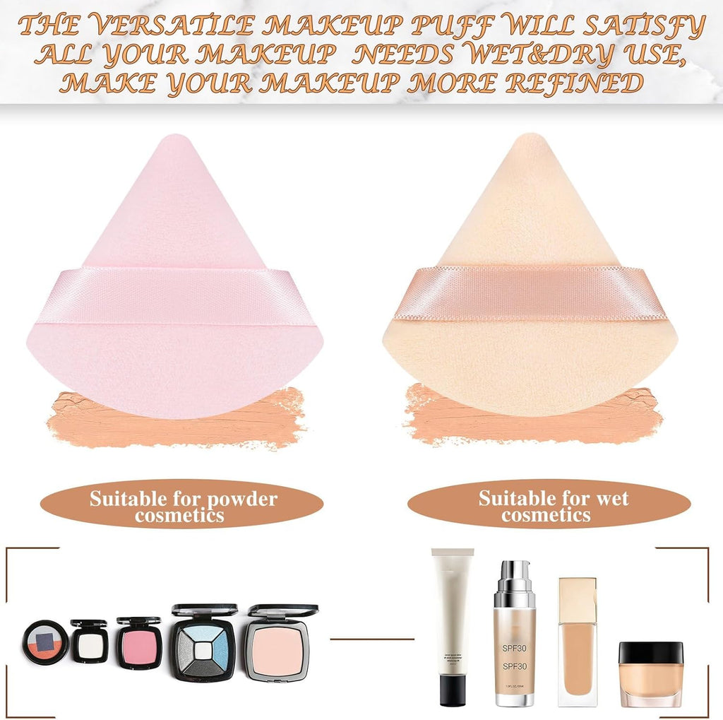 Suclain 48 Pcs Velour Triangle Powder Puff Soft Velour Makeup Puff for Face Powder Makeup Triangle Sponges for Wet and Dry Cosmetic Foundation Loose Mineral Body Tool(Bright Color)