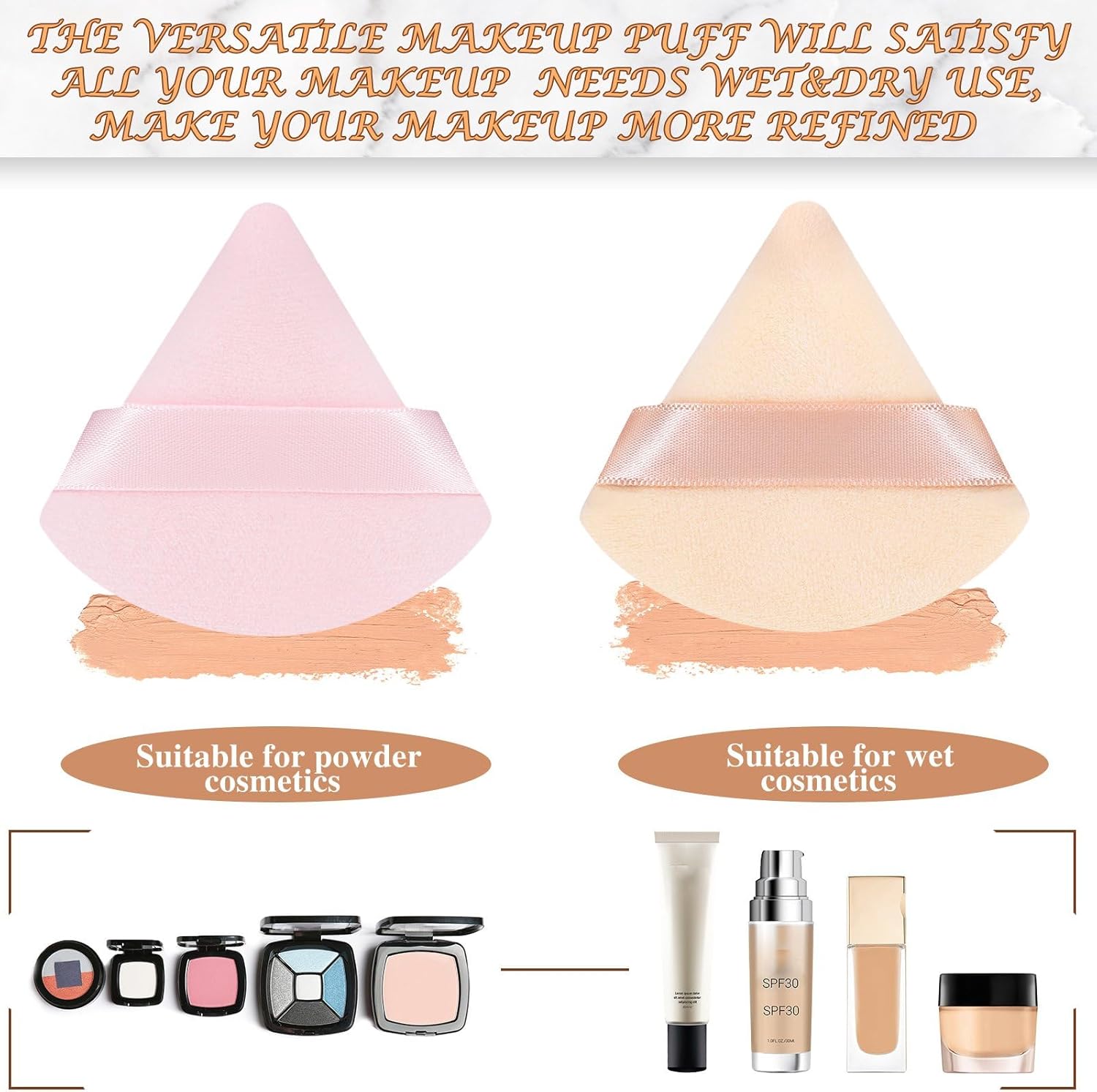 Suclain 48 Pcs Velour Triangle Powder Puff Soft Velour Makeup Puff for Face Powder Makeup Triangle Sponges for Wet and Dry Cosmetic Foundation Loose Mineral Body Tool(Bright Color)