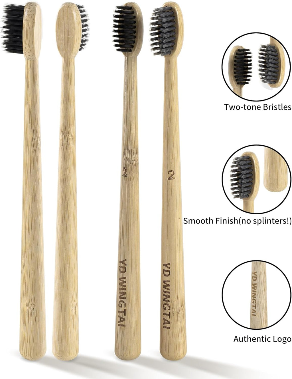Bamboo Toothbrushes 12pack Disposable Tooth Brush Natural Toothbrush Travel Wooden Bristle Organic for Adults Set