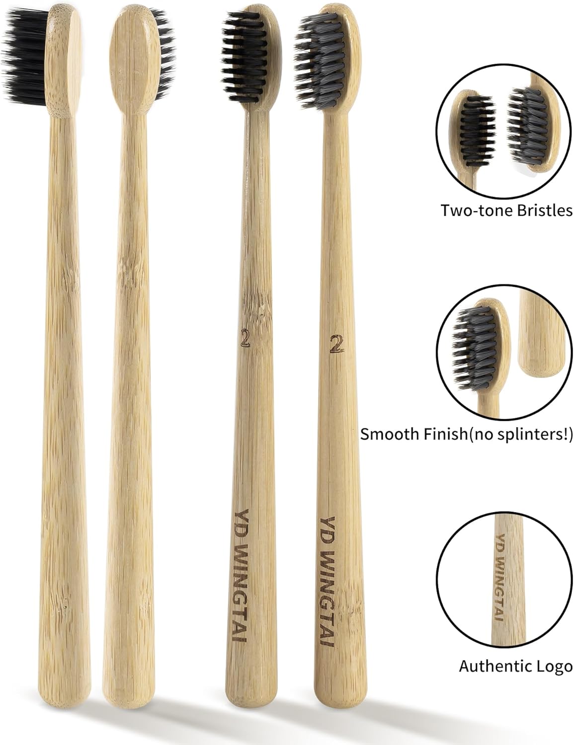 Bamboo Toothbrushes 12pack Disposable Tooth Brush Natural Toothbrush Travel Wooden Bristle Organic for Adults Set
