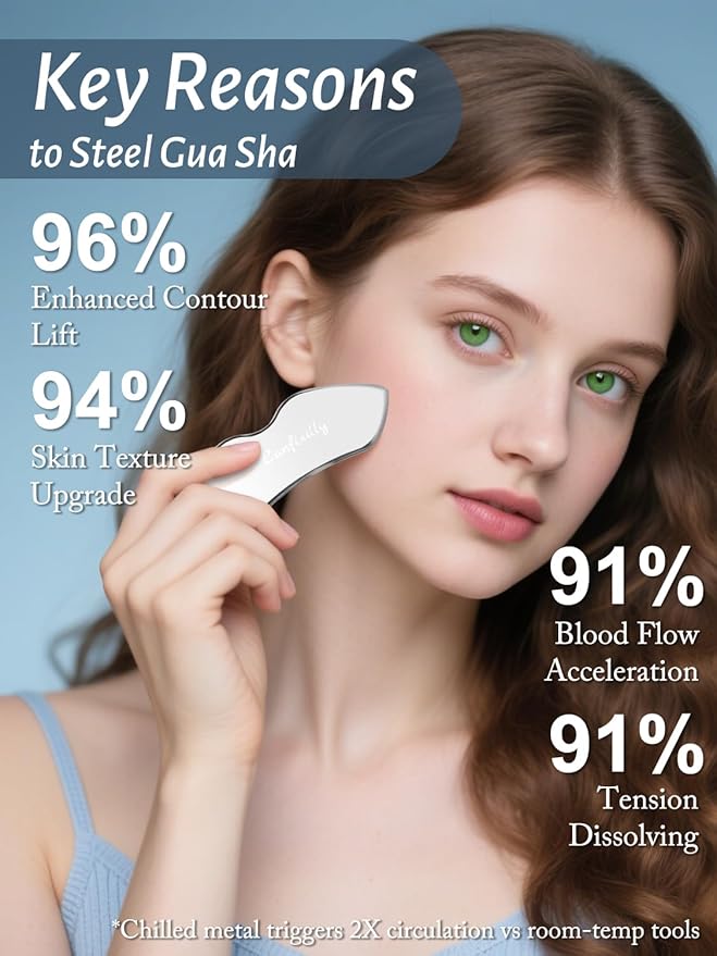 2Pcs Stainless Steel Gua Sha, Gua Sha Facial Tools for Face Sculpting, Metal Gua Sha Skin Care, Massage Gift for Women