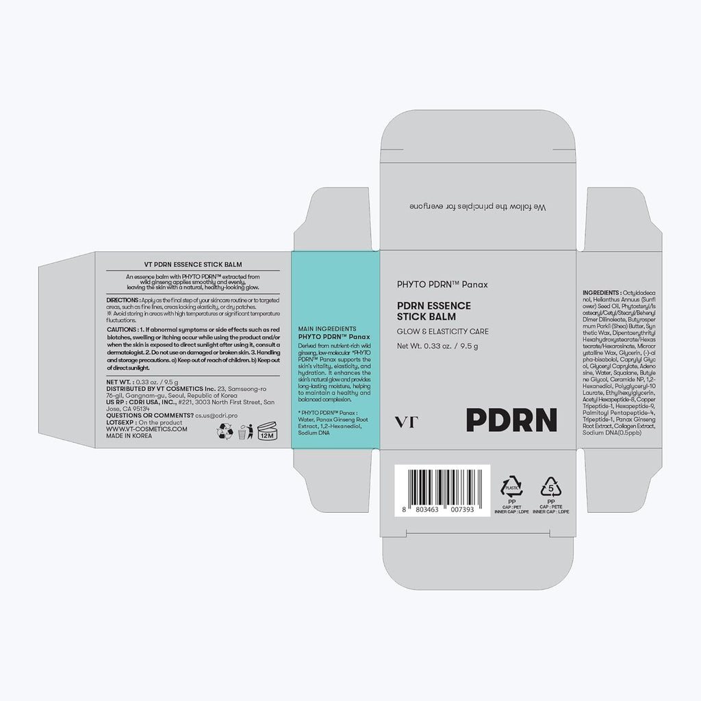 VT COSMETICS PDRN Essence Stick Balm, PDRN Collagen Multi Wrinkle Stick, All-in-One Eye & Neck Treatment, Glow Makeup Base & Face Treatment Balm, Plumping, Fine Lines (0.33 oz.)