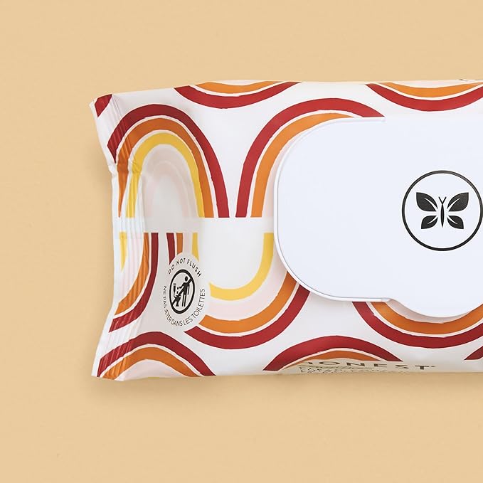 The Honest Company Clean Conscious Multi-Use Wipes Hypoallergenic and Unscented for Sensitive Baby Skin Over 99% Water Compostable Plant Based Rainbow 60 Count