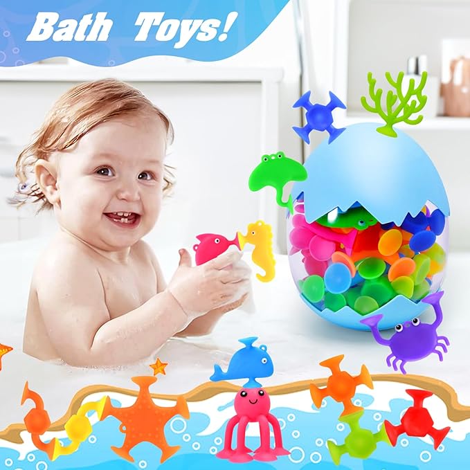 Bath Toys - 27 PCS Suction Cup Toys Bathtub Toy Shower Toy for Kids Ages 4-8,Sensory Toys for 3 4 5 6 7 Year Old Boys Girls,Mold Free Bath Toy Travel Toy