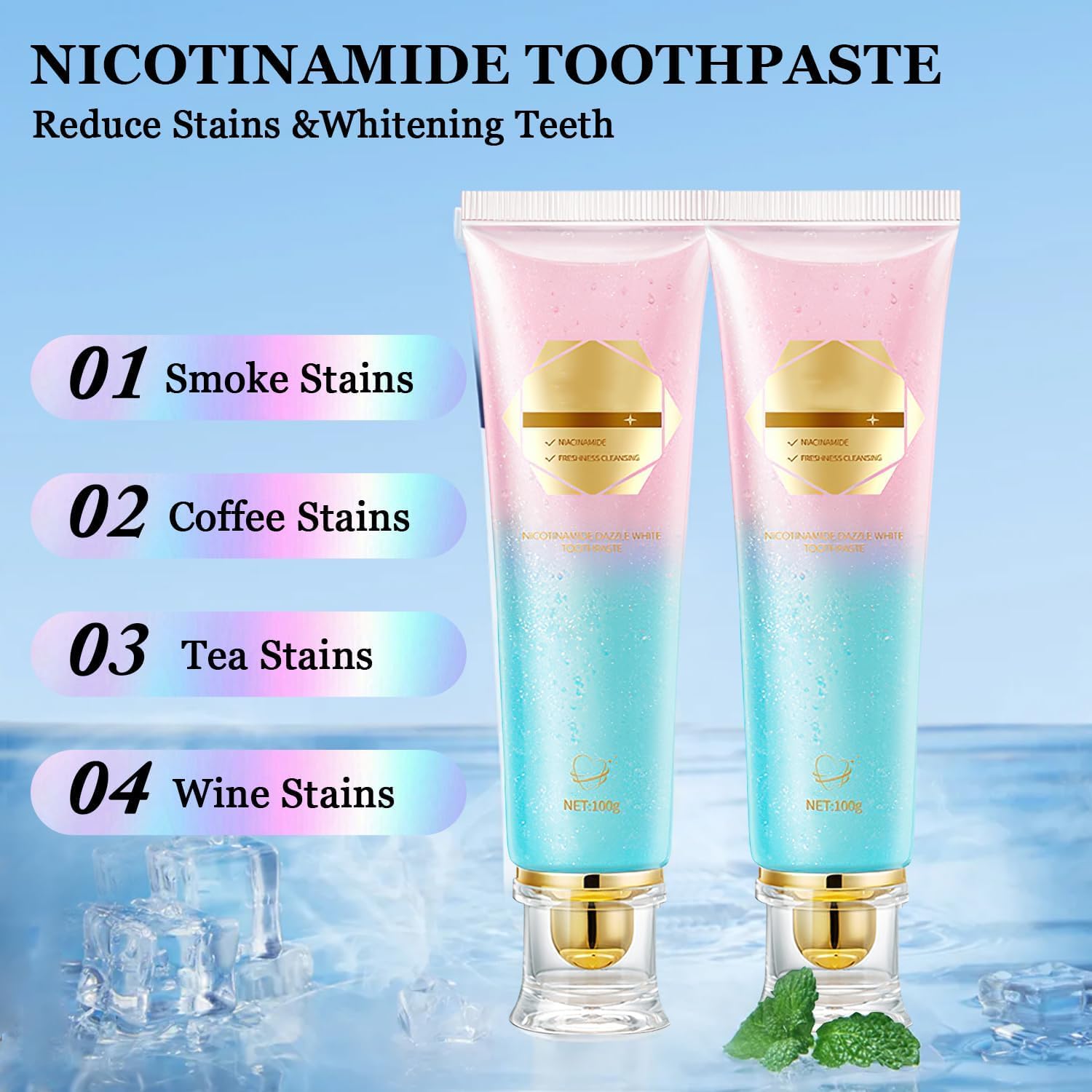Niacinamide Whitening Toothpaste Acssart Radiant White Toothpaste,Niacinamide Intensive Whitening Toothpastes,Nicotinamide Radiant Whiten Toothpastes (1)