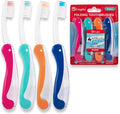 Lingito Travel Toothbrushes - Medium, Mini with Cover, Camping, Folding Travel Size, Adults Kit (4 Pack)