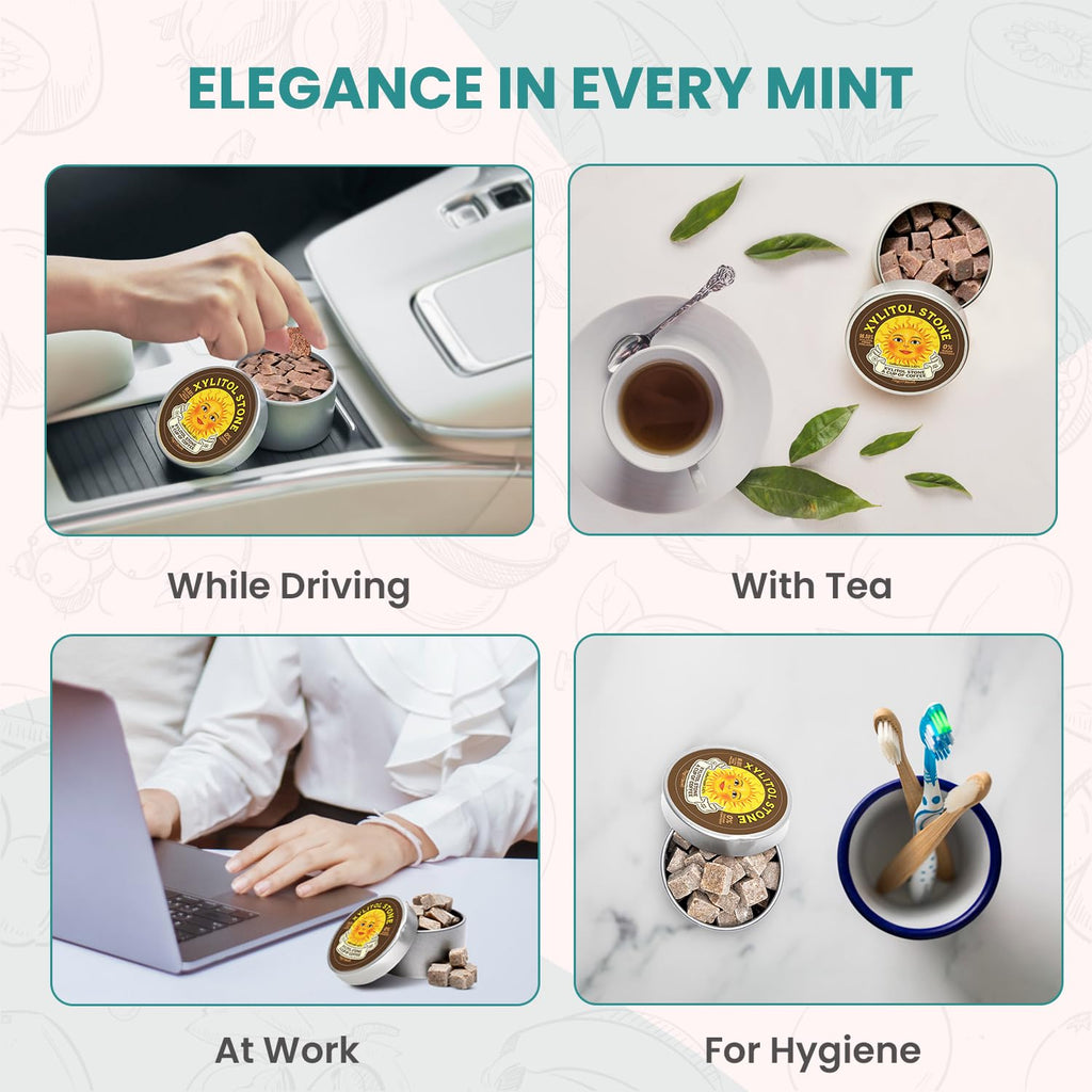 Xylitol Stone Sugar Free Candy - Vegan & Keto Friendly Unique Hard Candy Sugar-Free - 100% Natural Flavor Candies - Gluten Free & Non-GMO Breath Freshener Low Calorie Mints - Coffee (Pack of 1)