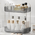 YCIA&DONE Bathroom Organizer Countertop, Makeup Storage, Skincare Cosmetic Tray Shelf, Perfume Holder Rack for Vanity Counter, Large Capacity, Easy to Install, Clean, 2 Tiers, Smoky Gray
