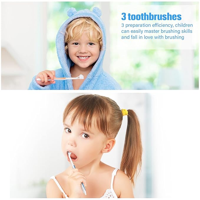 Boao 4 Pieces Toothbrush 3 Sided 7.1 Inch Autism Sensory Toothbrush 360 Degree Cleaning Travel Brush Complete Teeth Gum Care Angle Clean Tooth(Pink, Blue, Orange, Purple)