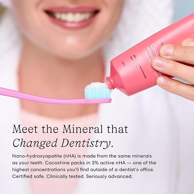 COCOLAB Cocoshine Whitening Toothpaste, Lychee Breeze Flavor, Dentist-Designed Oral Care with nHA, Non-Fluoride, Vegan, Recyclable Tube, Coconut-Oil Infused, 4 oz